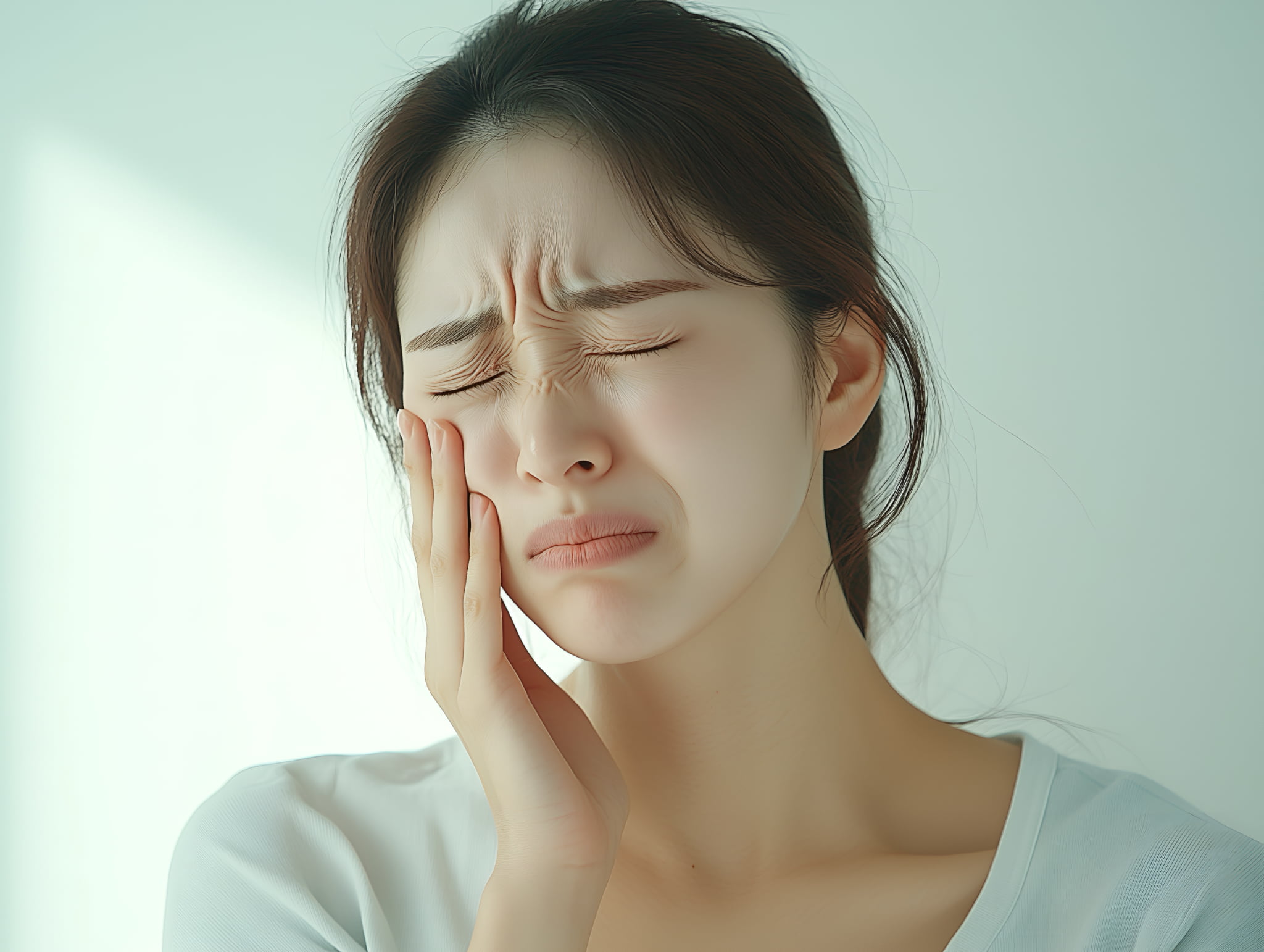 親知らずが痛み抜くべきか悩む女性